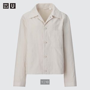 UNIQLO U NYLON SHIRT JACKET NATURAL SIZE SMALL